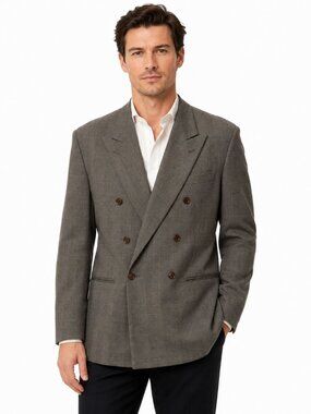 Vintage Valentino Uomo Double Breasted Plaid Blazer Suit Jacket Made in Italy